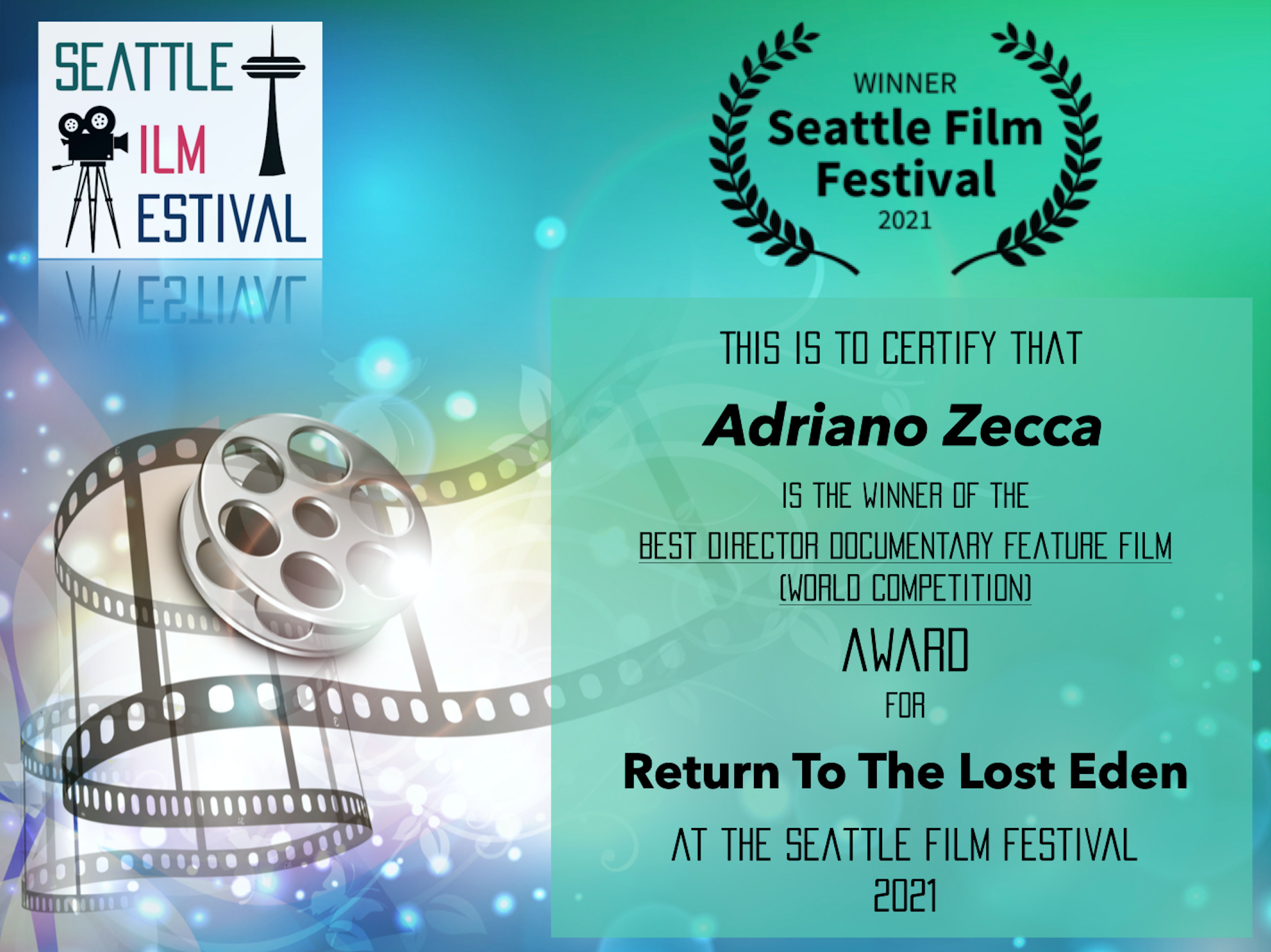 Premio “Miglior regia” al Seattle Film Festival!